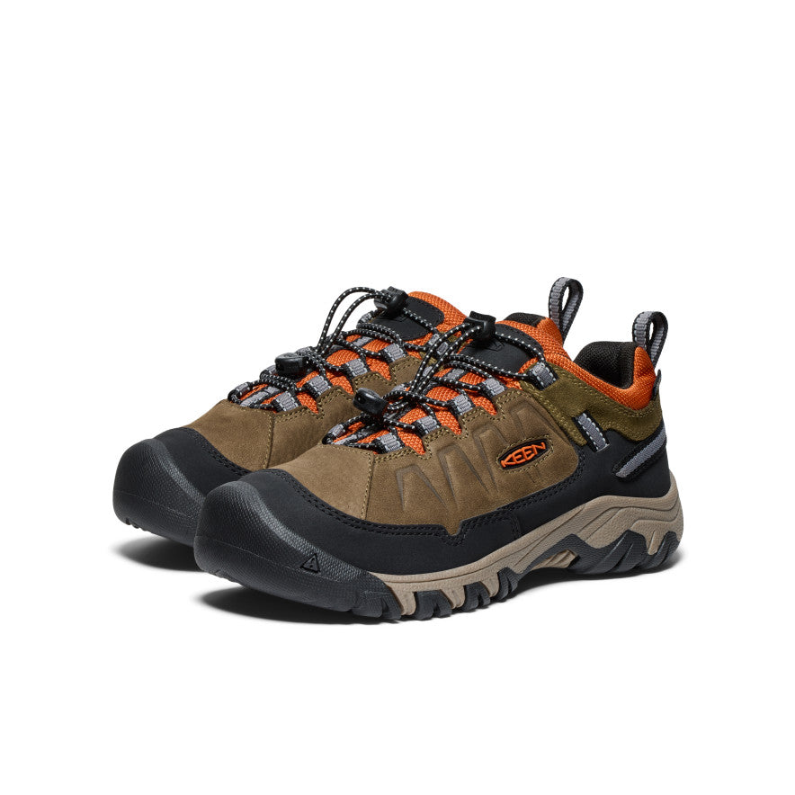 Big Kids' Targhee IV Waterproof Hiking Shoe | Dark Olive/Gold Flame - Image 2