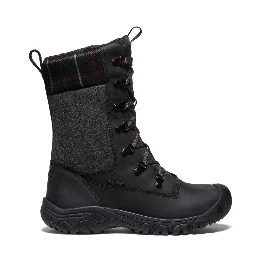 Women's Greta Tall Waterproof Boot | Black/Black Plaid